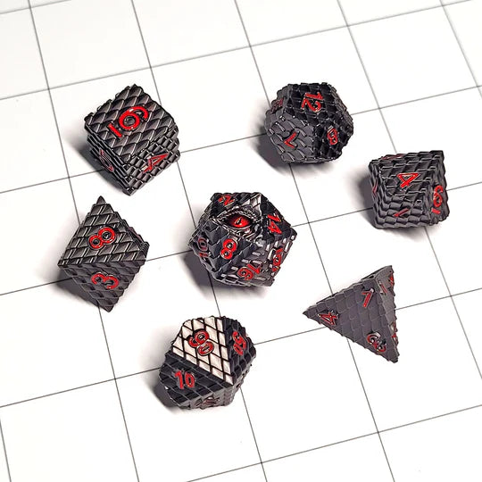 Dragon's Gaze Gunmetal Metal RPG Dice Set Dice Forged Dice Co Dragon's Gaze Gunmetal Metal RPG Dice Set