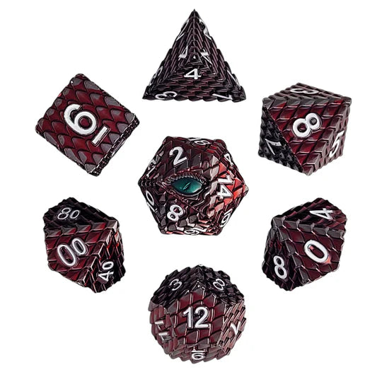 Dragon's Gaze Red Metal RPG Dice Set Dice Forged Dice Co Dragon's Gaze Red Metal RPG Dice Set
