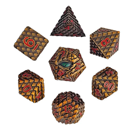 Dragon's Gaze Bronze Metal RPG Dice Set Dice Forged Dice Co Dragon's Gaze Bronze Metal
