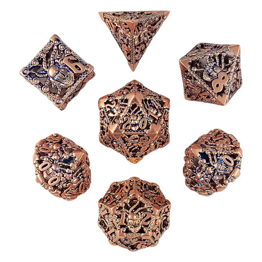 Orox Sees Copper Blue Hollow Metal RPG Dice Set Dice Forged Dice Co Orox Sees Copper Blue Hollow