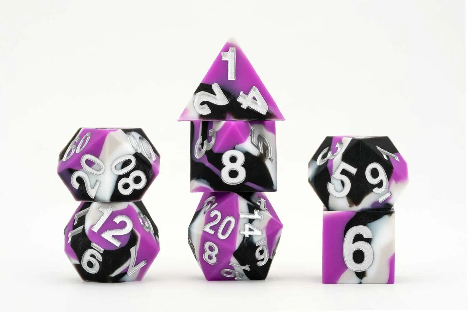 7ct Sharp Edge Silicone Pride Dice (9 options) Dice FanRoll by Metallic Dice Games 7ct SLC Pride Asexual  