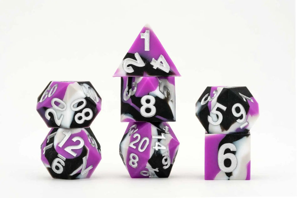 7ct Sharp Edge Silicone Pride Dice (9 options) Dice FanRoll by Metallic Dice Games 7ct SLC Pride Asexual  