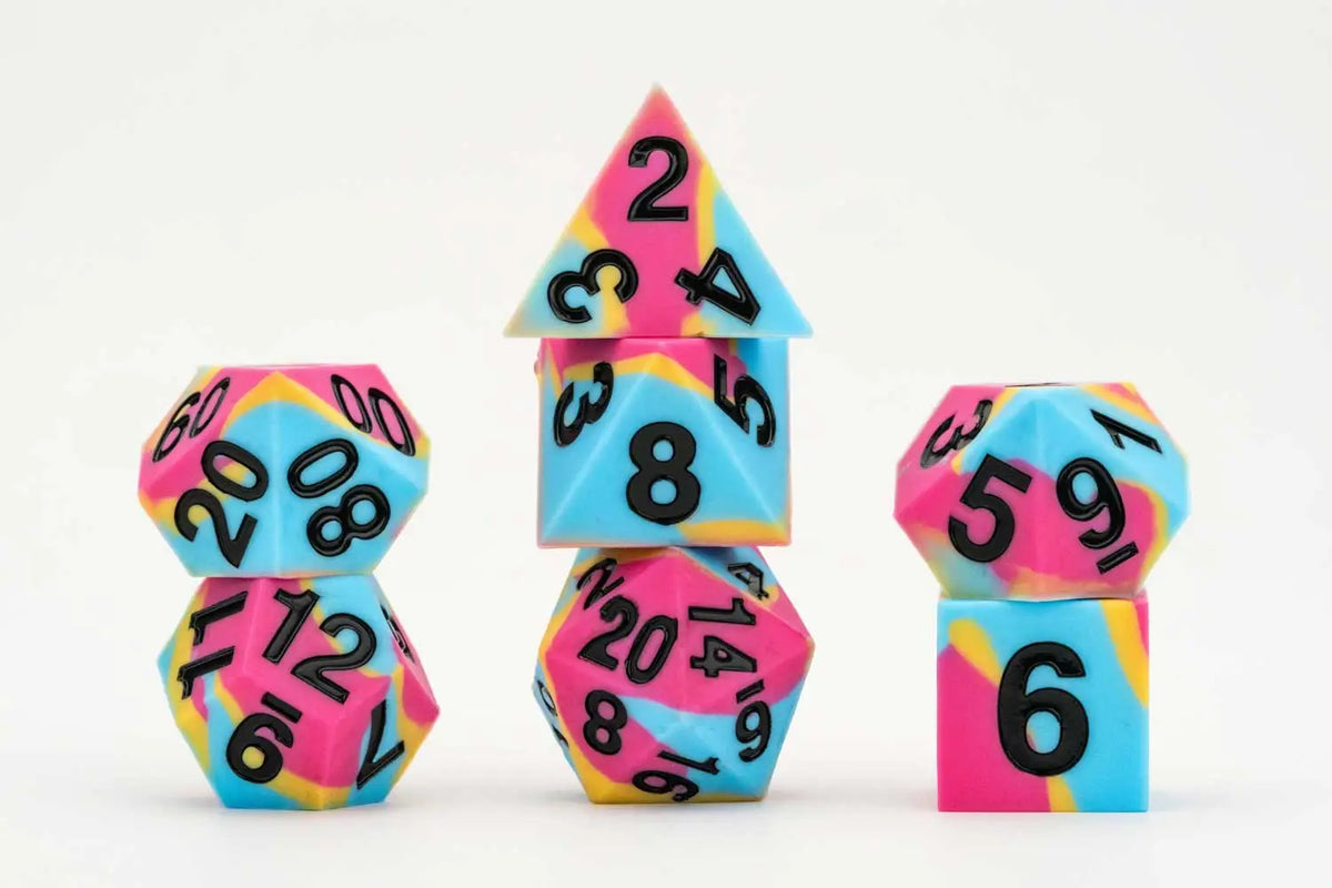 7ct Sharp Edge Silicone Pride Dice (9 options) Dice FanRoll by Metallic Dice Games 7ct SLC Pride Pansexual  