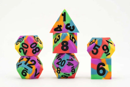 7ct Sharp Edge Silicone Pride Dice (9 options) Dice FanRoll by Metallic Dice Games 7ct SLC Pride Rainbow  