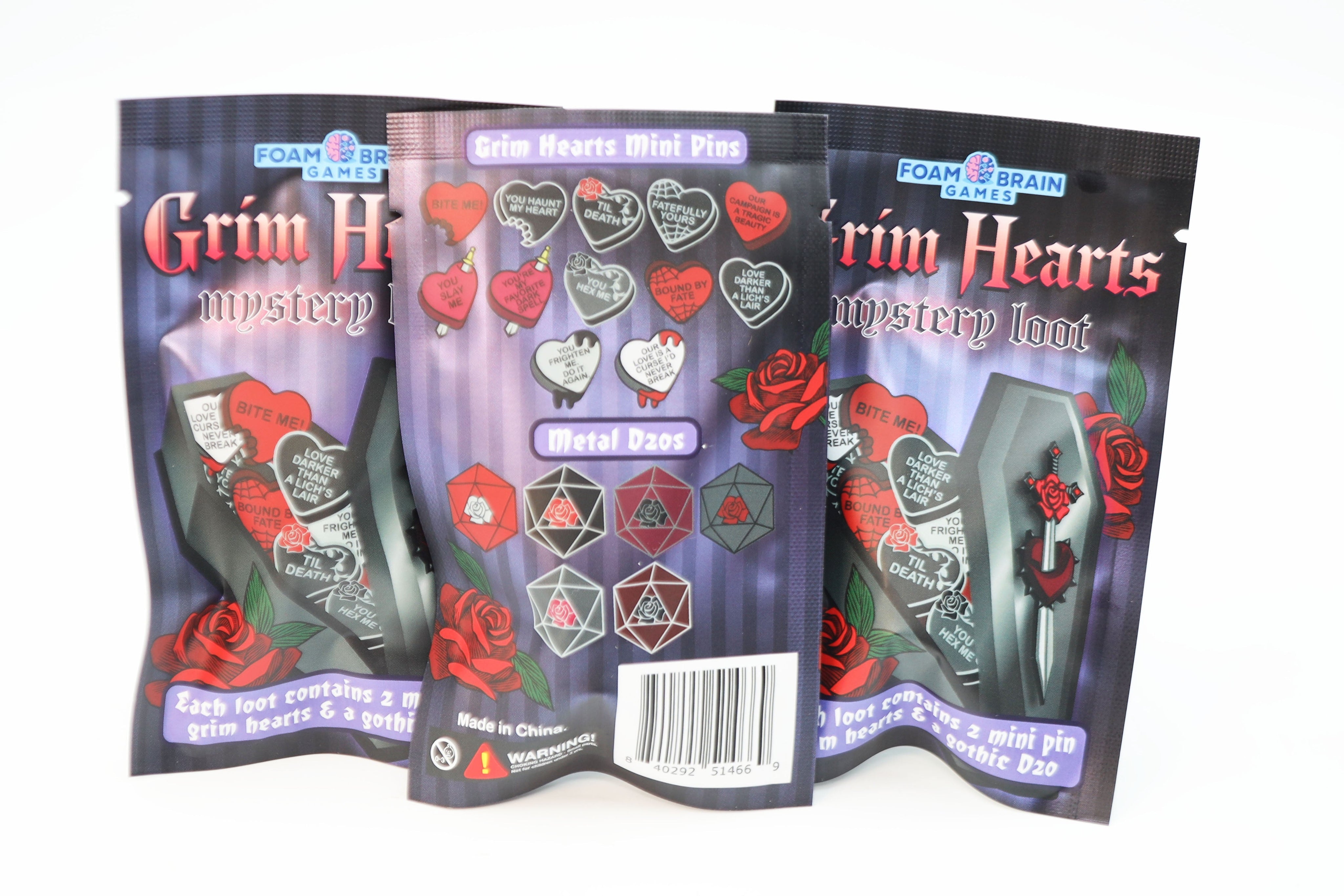 Mystery Loot: Grim Hearts Dice Foam Brain Games