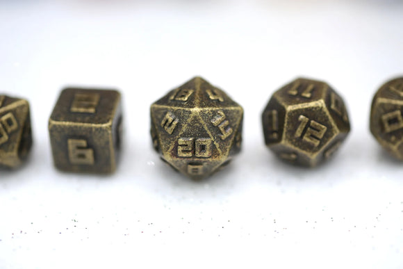 10MM Mini Metal RPG Dice Set - Ancient Gold Dice Hymgho