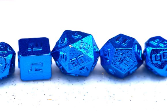 10MM Mini Metal RPG Dice Set - Blue Dice Hymgho