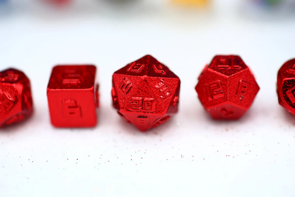10MM Mini Metal RPG Dice Set - Red Dice Hymgho