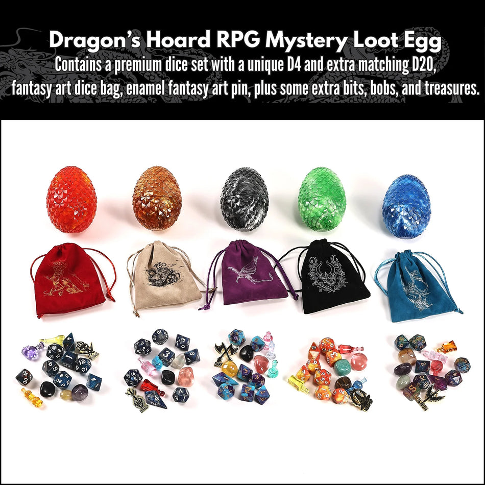 Dragon's Hoard RPG Mystery Treasure Egg Dice Hymgho