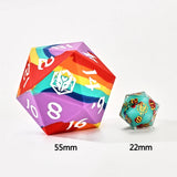 55mm Chonk Rubber Silicon D20 - Rainbow Realms Dice Hymgho