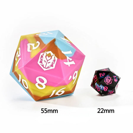 55mm Chonk Rubber Silicon D20 - Radiant Whispers Dice Hymgho