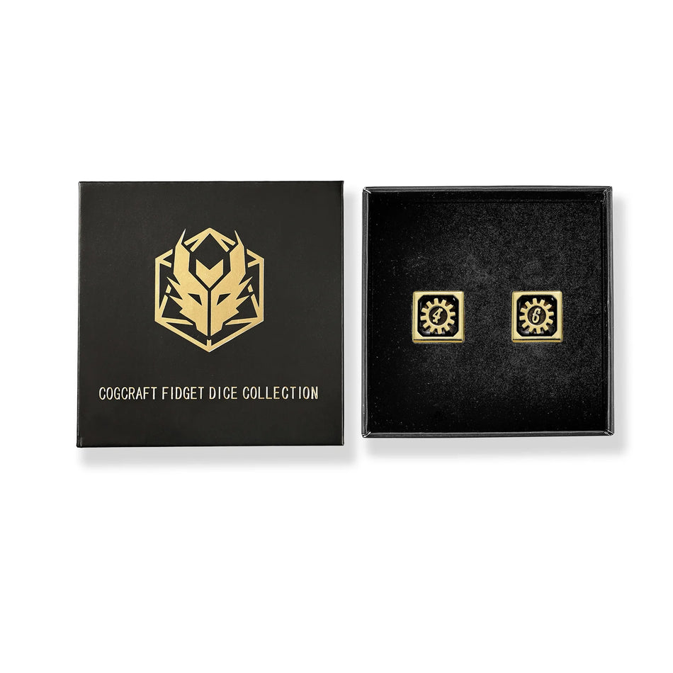 Cogcraft Fidget D6 - Chrono Engine - Tarnished Gold Dice Hymgho