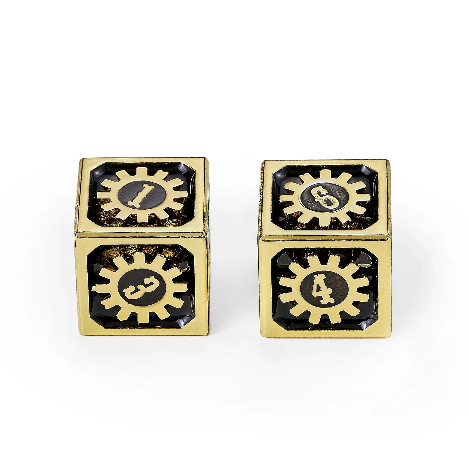 Cogcraft Fidget D6 - Chrono Engine - Tarnished Gold Dice Hymgho