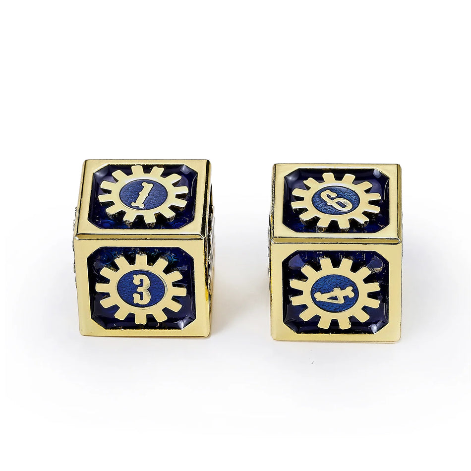 Cogcraft Fidget D6 - Vault Dweller - Blue & Gold Dice Hymgho