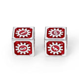 Cogcraft Fidget D6 - Vernmillion - Red & Silver Dice Hymgho