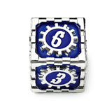 Mythic Size Cogcraft Fidget D6 - Tesla - Blue & Silver Dice Hymgho