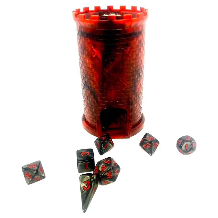 Pocket Citadel Mini Dice Tower: Red with Black Supplies Hymgho Mini Dice Tower: Red with Black