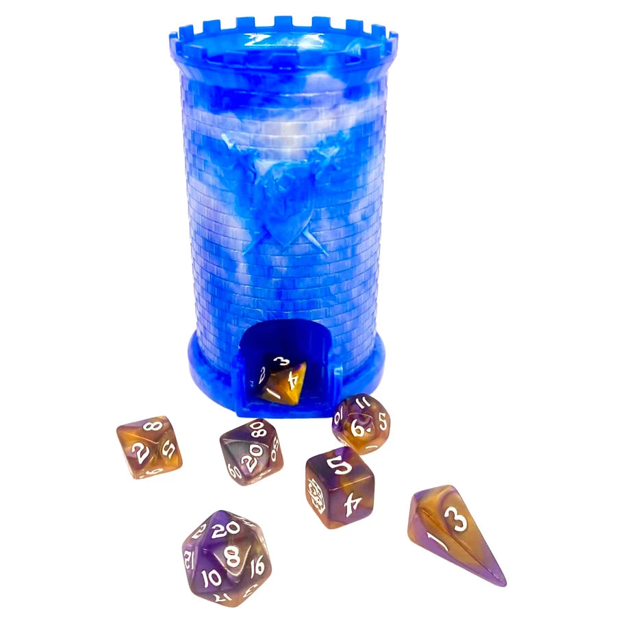 Pocket Citadel Mini Dice Tower: Blue with White Supplies Hymgho Mini Dice Tower: Blue with White