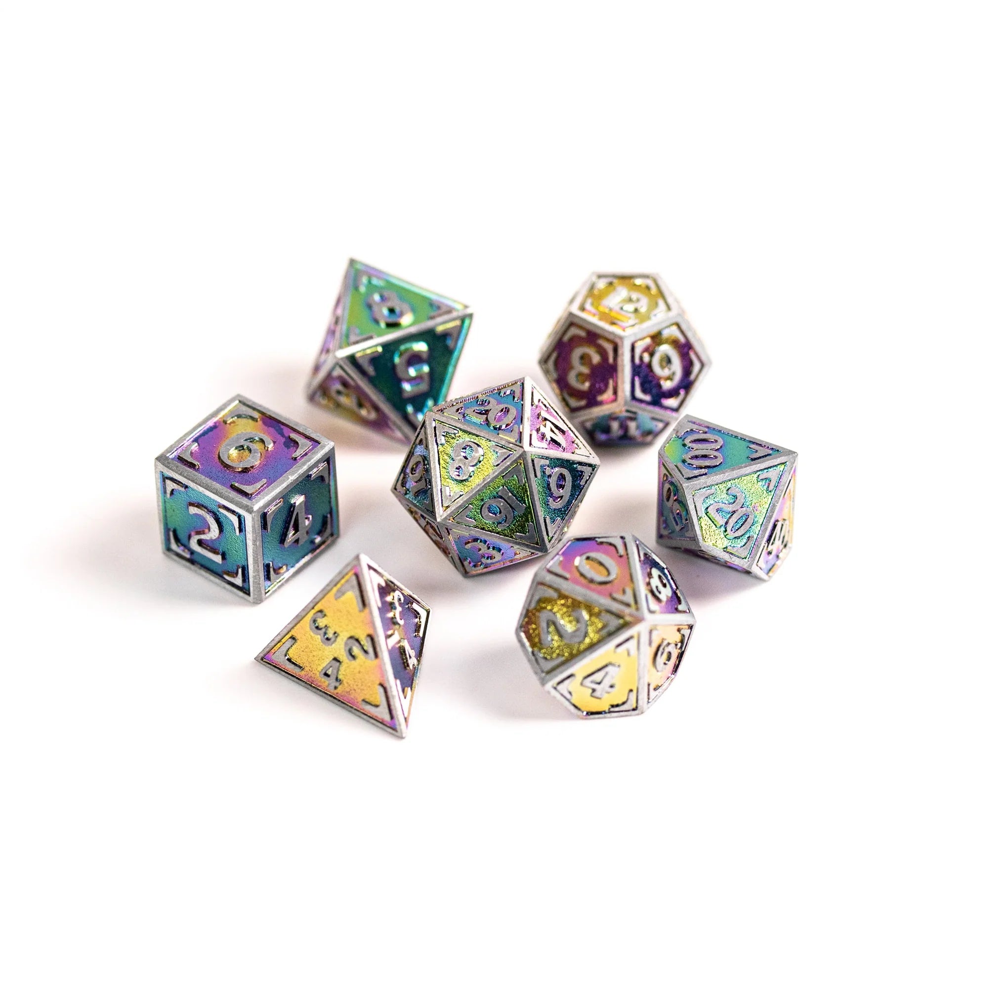 Dice Hard Dice 7ct Metal Polyhedral Dice Set Reticle Arcane Dice Die Hard Dice   