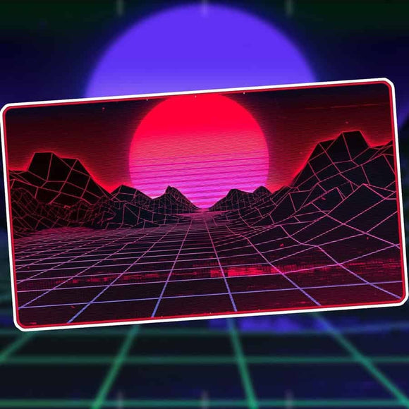 1UP Premium Playmat - Retrowave Mountains Supplies Infinite Black
