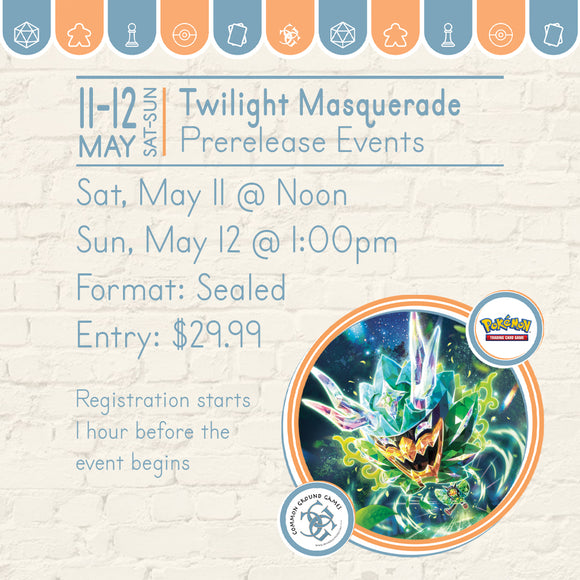 Pokémon TCG S&V Twilight Masquerade PreRelease Event Events Common Ground Games   