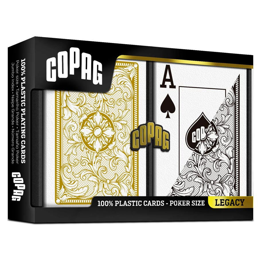 Playing Cards: COPAG: Legacy: Poker Size Jumbo Index Black/Gold 2-Pack Board Games Bicycle Playing Cards: COPAG: Legacy: BK/GD