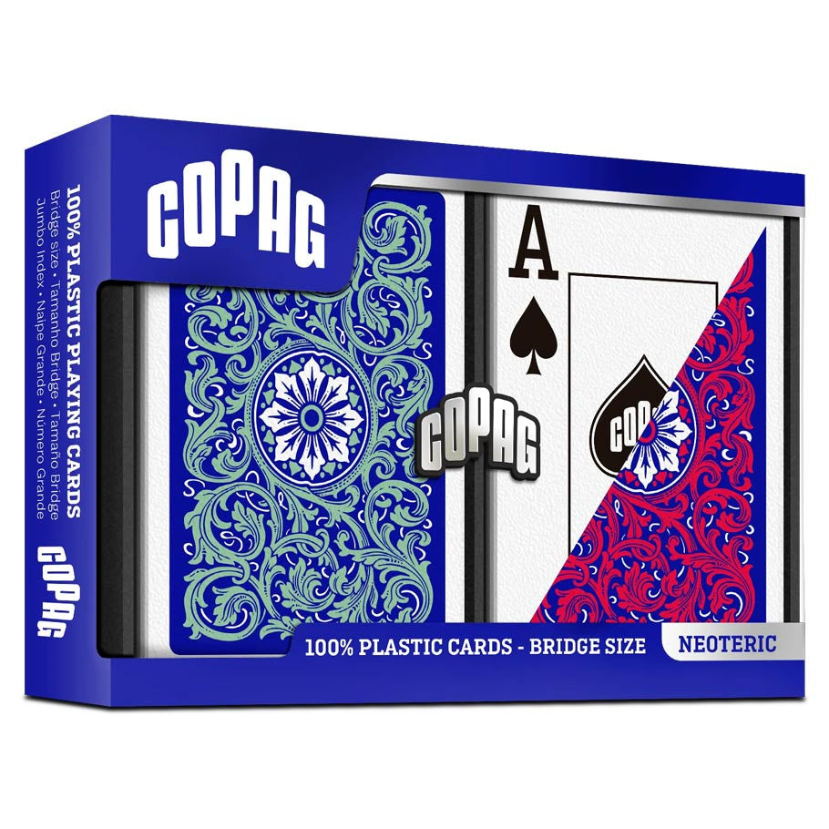 Playing Cards: COPAG: Neoteric: Plastic Bridge Size Jumbo Index Blue/Green/Red 2-Pack Board Games Bicycle Playing Cards: COPAG: Neoteric: BU/GR/RD