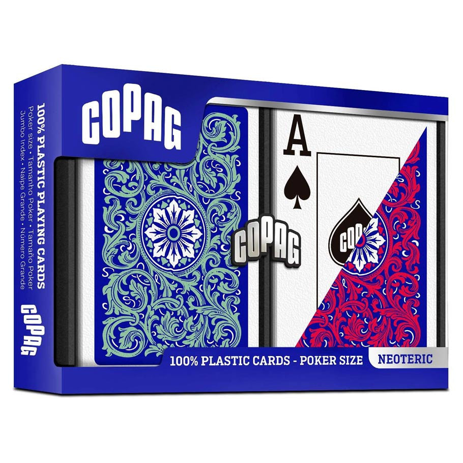 Playing Cards: COPAG: Neoteric: Plastic Poker Size Jumbo Index Green/Blue/Red 2-Pack Board Games Bicycle Playing Cards: COPAG: Neoteric: GR/BU/RD