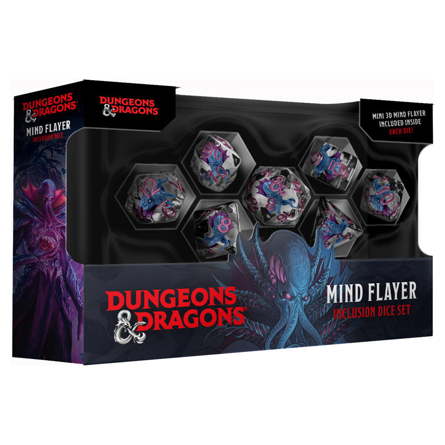 7-Set: D&D: Resin: Monsters: Mind Flayer Inclusion Board Games FanRoll by Metallic Dice Games Mind Flayer Inclusion Dice