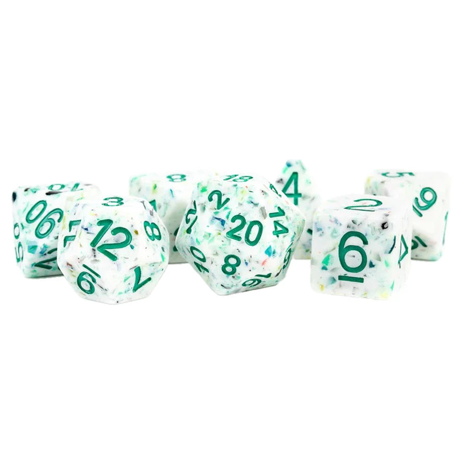 7-Set: 16mm: Recycled Rainbow Dice FanRoll by Metallic Dice Games 7-Set: 16mm: Recycled Rainbow