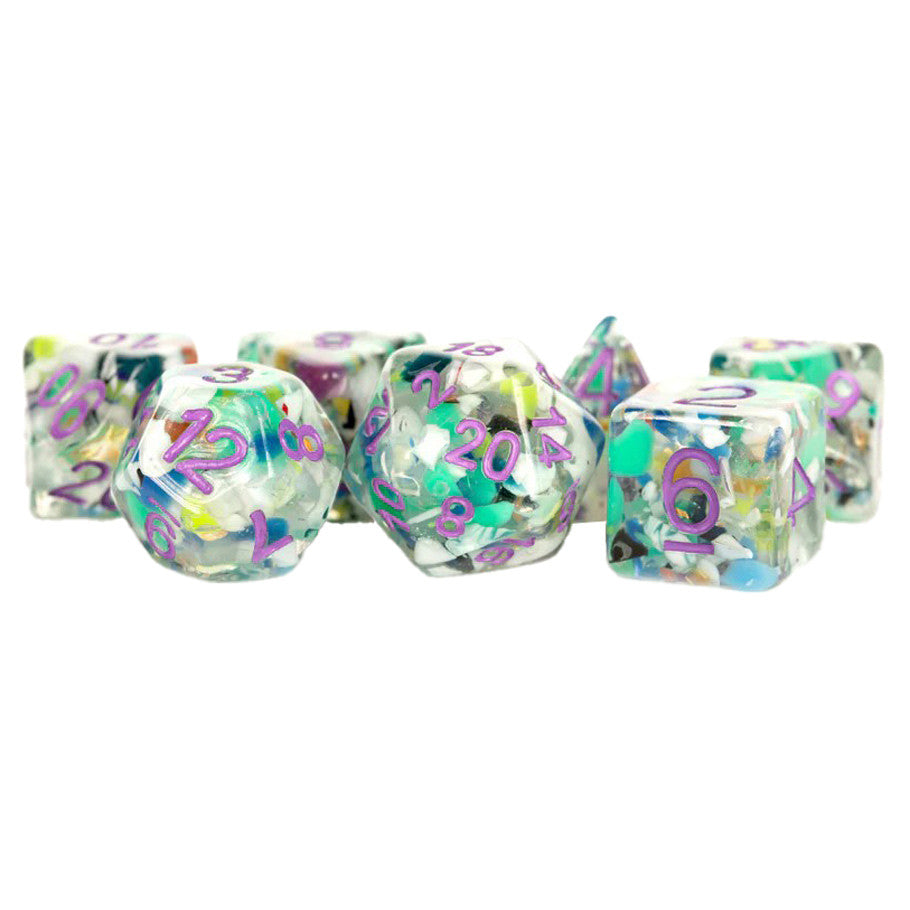 7-Set: 16mm: Recycled Purple Numbers Dice FanRoll by Metallic Dice Games 7-Set: 16mm: Recycled Pur Numbers