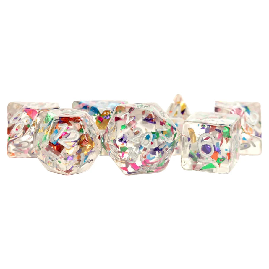 7-Set: 16mm: Rainbow Foil Dice FanRoll by Metallic Dice Games 7-Set: 16mm: Rainbow Foil