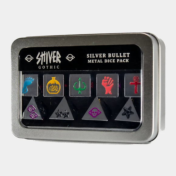 Shiver RPG: Silver Bullet Metal Dice Pack Role Playing Games Parable Games   