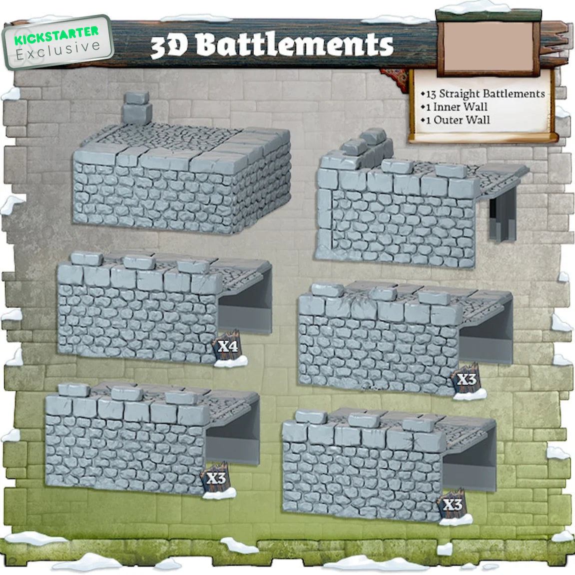 Zombicide: White Death - 3D Battlements Board Games Cool Mini or Not