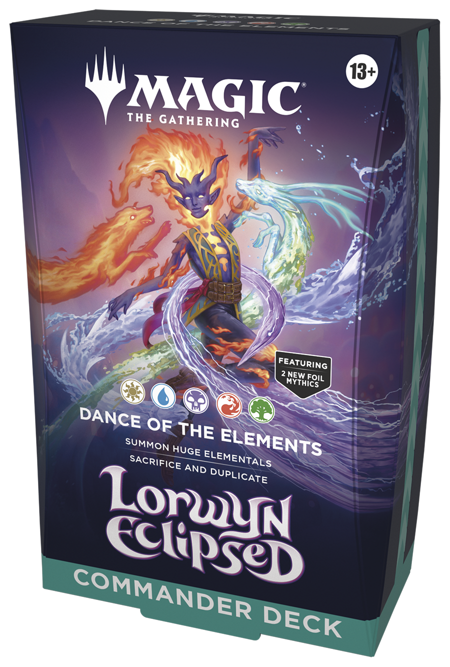 MTG [ECL] Lorwyn Eclipsed Commander Decks (3 options) Trading Card Games Wizards of the Coast ECL Dance of the Elements (W/U/B/R/G) Commander