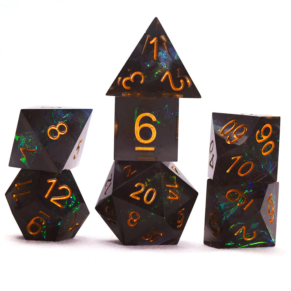 Sirius 7ct Polyhedral Dice: Sharp Night Fairy Dice Sirius Dice   