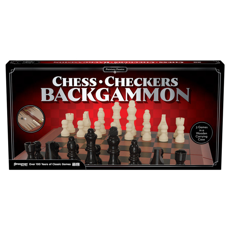 Pressman Premium Classics: Chess/Checkers/Backgammon Board Games Common Ground Games