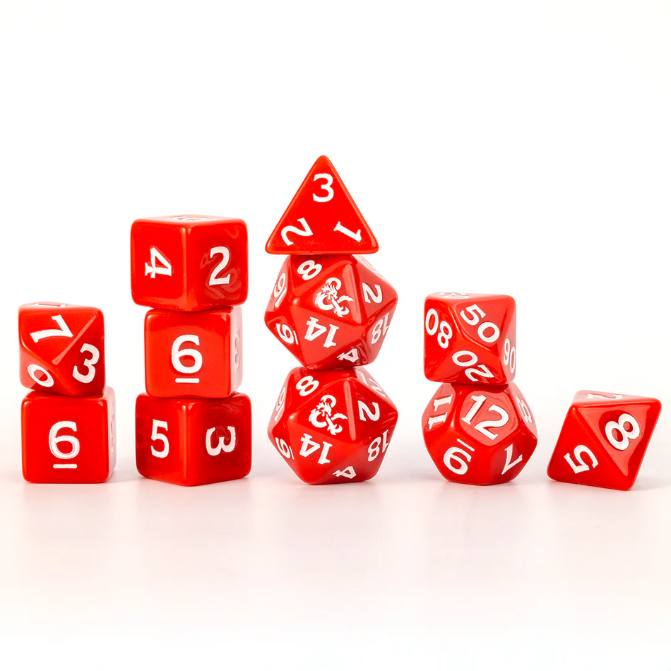 D&D New Adventurer Dice Set - Red/White 11ct Dice Sirius Dice