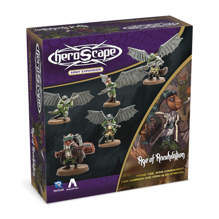 Heroscape Rising Tide: Wing Commander Tuck Harrigan & Vorid Glidestrikers Army Expansion (2 options) Miniatures Renegade Game Studios HS Tuck Harrigan Unpainted