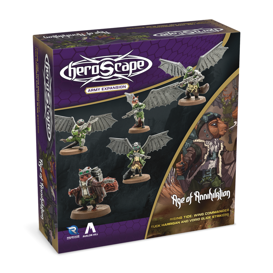 Heroscape Rising Tide: Wing Commander Tuck Harrigan & Vorid Glidestrikers Army Expansion (2 options) Miniatures Renegade Game Studios HS Tuck Harrigan Unpainted