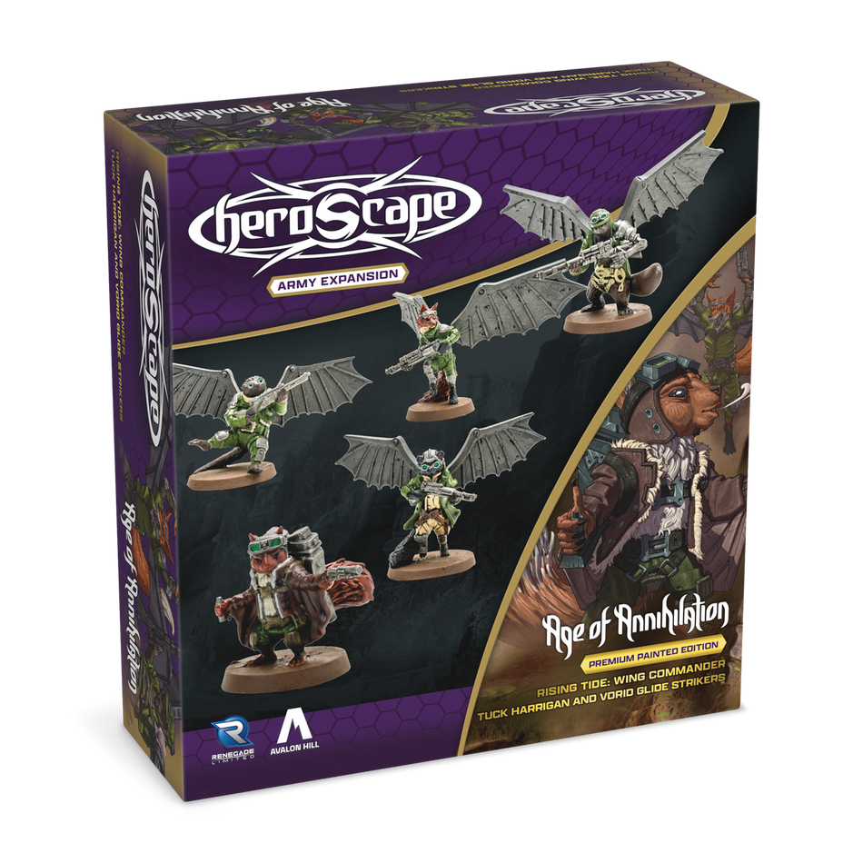 Heroscape Rising Tide: Wing Commander Tuck Harrigan & Vorid Glidestrikers Army Expansion (2 options) Miniatures Renegade Game Studios HS Tuck Harrigan Painted