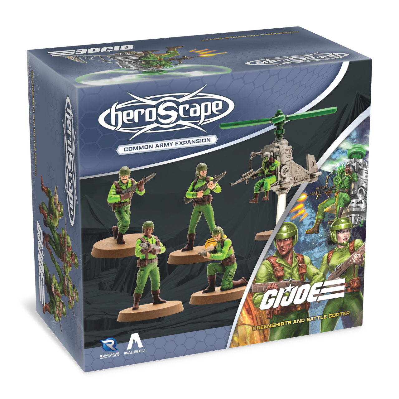 G.I. JOE Heroscape: Greenshirts & Battle Copter Common Army Expansion Unpainted Miniatures Renegade Game Studios HS Greenshirts & Battle Copter Unpainted