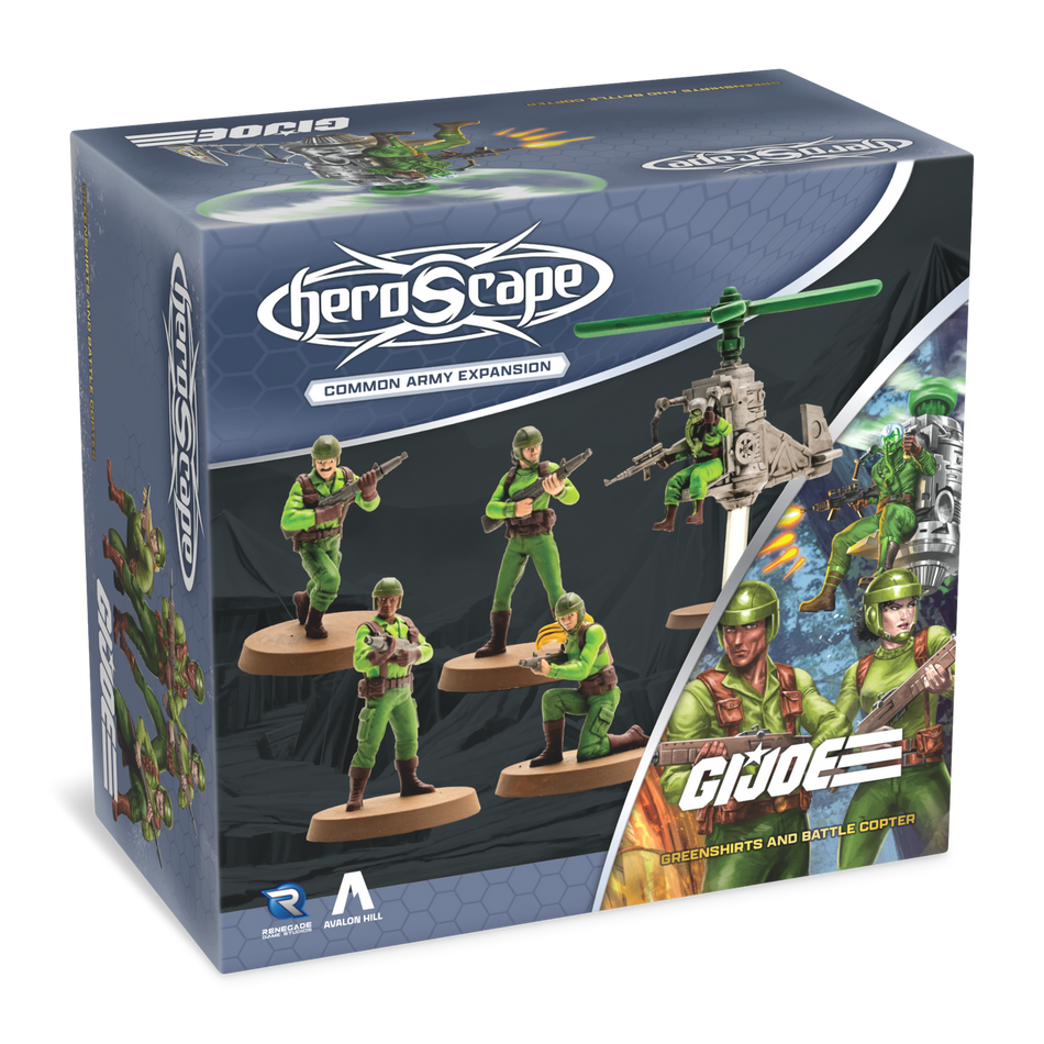 G.I. JOE Heroscape: Greenshirts & Battle Copter Common Army Expansion Unpainted Miniatures Renegade Game Studios HS Greenshirts & Battle Copter Unpainted