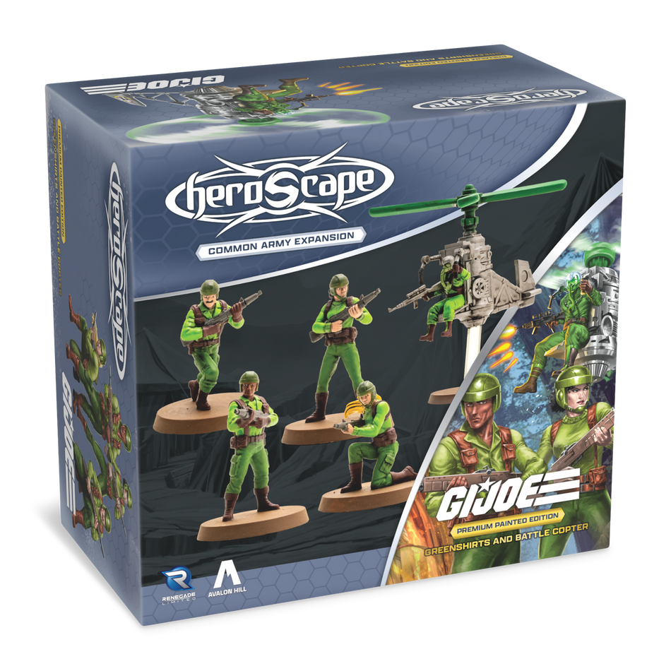 G.I. JOE Heroscape: Greenshirts & Battle Copter Common Army Expansion Painted Miniatures Renegade Game Studios HS Greenshirts & Battle Copter Painted