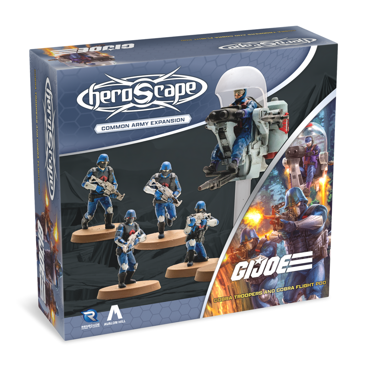 G.I. JOE Heroscape: COBRA Troopers & COBRA Flight Pod Common Army Expansion Unpainted Miniatures Renegade Game Studios HS COBRA T & COBRA FP Unpainted