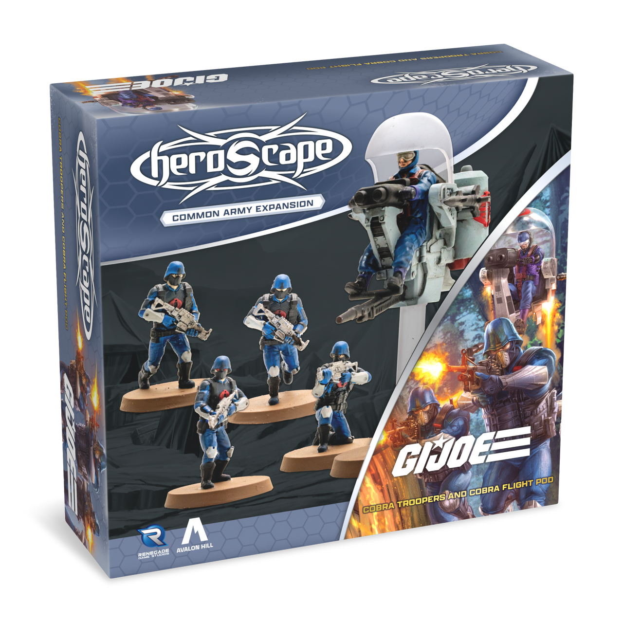 G.I. JOE Heroscape: COBRA Troopers & COBRA Flight Pod Common Army Expansion Unpainted Miniatures Renegade Game Studios HS COBRA T & COBRA FP Unpainted