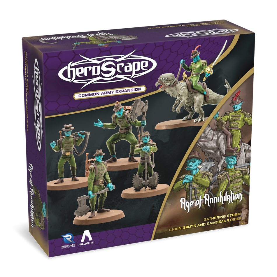 Heroscape: Chain Gruts & Ramosaur Rider Common Army Expansion Miniatures Renegade Game Studios HS Chain Gruts & Ram Rider UP