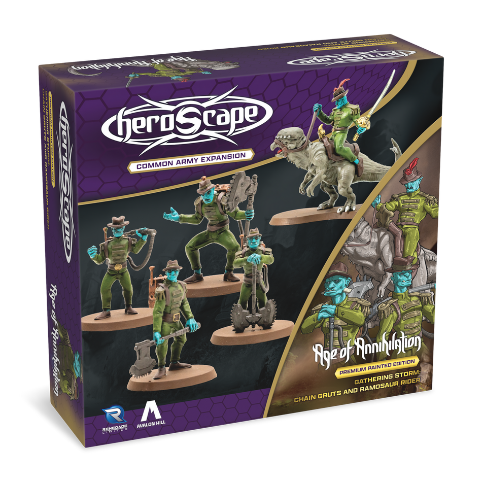 Heroscape: Chain Gruts & Ramosaur Rider Common Army Expansion Painted Miniatures Renegade Game Studios HS Chain Gruts & Ram Rider Painted