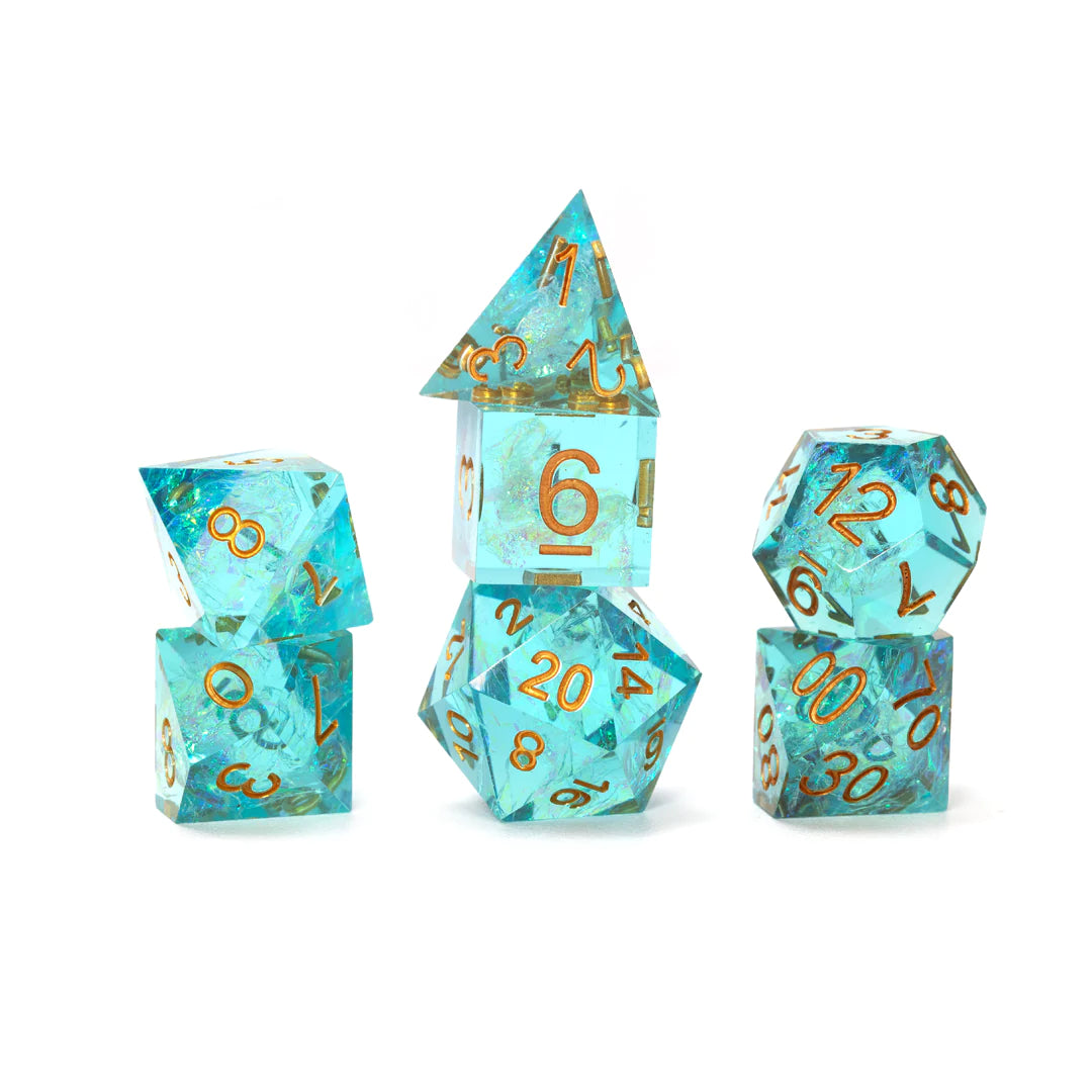 Sirius 7ct Polyhedral Dice: Sharp Aqua Fairy Dice Sirius Dice   