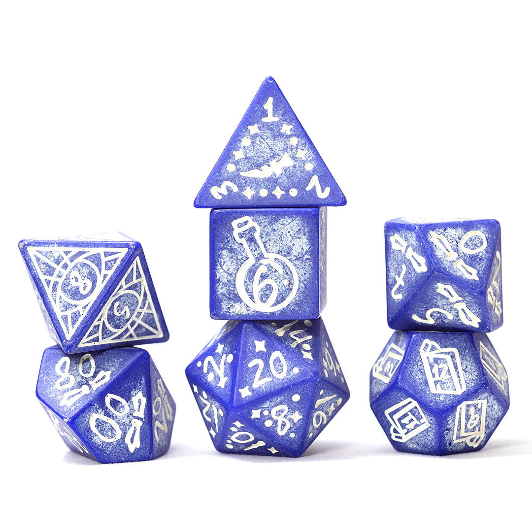 Sirius 7ct Polyhedral Dice: Illusory Stone Purple Agate Dice Sirius Dice   